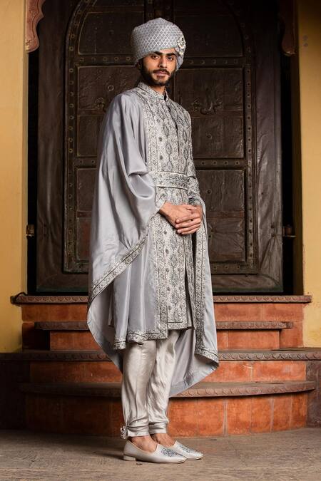 Nitika Gujral Grey Floral Embroidered Stole Online at Aza Fashions Nitika Gujral_Grey Floral Embroidered Stole_Online_at_Aza_Fashions