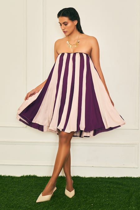 Buy Therealb Purple Polyester Off-shoulder Heart Two Shades Strapless Mini Dress Online at Aza Fashions Buy_Therealb_Purple Polyester Off-shoulder Heart Two Shades Strapless Mini Dress _Online_at_Aza_Fashions