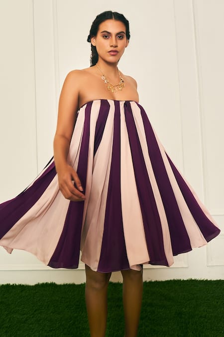 Therealb Purple Polyester Off-shoulder Heart Two Shades Strapless Mini Dress at Aza Fashions Therealb_Purple Polyester Off-shoulder Heart Two Shades Strapless Mini Dress _at_Aza_Fashions