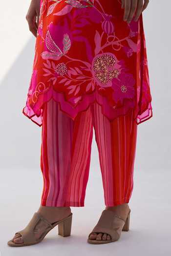 Archana Shah Red Silk Pomegranate Round Virtue Pomo Pattern Kurta And Pant Set Online at Aza Fashions Archana Shah_Red Silk Pomegranate Round Virtue Pomo Pattern Kurta And Pant Set _Online_at_Aza_Fashions