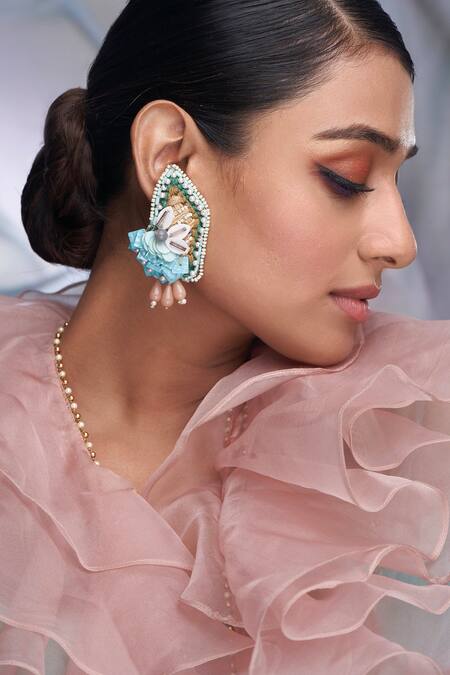 Torque By Merge Multi Color Beads, Stones Abstract Shaped Work Earrings Online at Aza Fashions Torque By Merge_Multi Color Beads, Stones Abstract Shaped Work Earrings _Online_at_Aza_Fashions