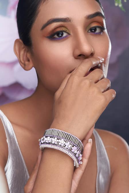 Torque By Merge_Multi Color Semiprecious Mixed Stones Bead And Sequin Embellished Bracelet _Online_at_Aza_Fashions