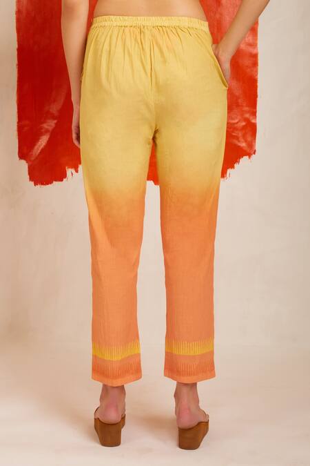 Buy Banana Labs Yellow V-neck Striped Hand Block Print Kaftan And Pant Set Online at Aza Fashions Buy_Banana Labs_Yellow V-neck Striped Hand Block Print Kaftan And Pant Set _Online_at_Aza_Fashions