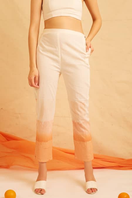 Banana Labs Orange Cotton Tassels Round Neck Delight Geometric Print Kurta Pant Set at Aza Fashions Banana Labs_Orange Cotton Tassels Round Neck Delight Geometric Print Kurta Pant Set _at_Aza_Fashions