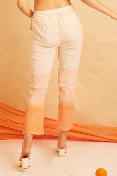 Shop Banana Labs Orange Cotton Round Neck Delight Geometric Print Kurta And Pant Set Online at Aza Fashions Shop_Banana Labs_Orange Cotton Round Neck Delight Geometric Print Kurta And Pant Set _Online_at_Aza_Fashions