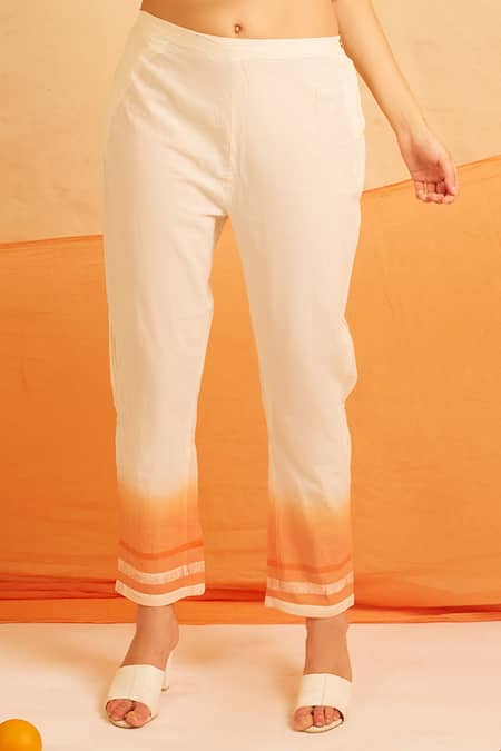 Banana Labs Orange Cotton Round Neck Hand Block Print Kurta Pant Set at Aza Fashions Banana Labs_Orange Cotton Round Neck Hand Block Print Kurta Pant Set _at_Aza_Fashions