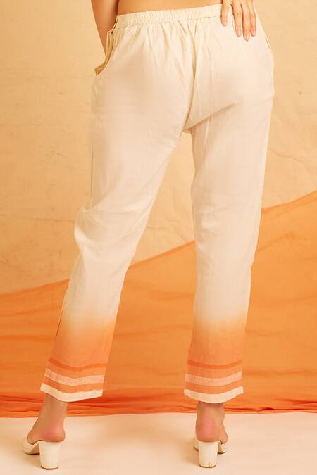 Buy Banana Labs Orange Cotton Round Neck Hand Block Print Kurta Pant Set Buy_Banana Labs_Orange Cotton Round Neck Hand Block Print Kurta Pant Set