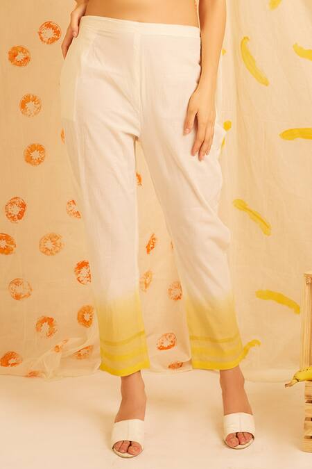 Banana Labs Yellow Cotton Tassels Round Neck Box Hand Block Print Kurta Pant Set at Aza Fashions Banana Labs_Yellow Cotton Tassels Round Neck Box Hand Block Print Kurta Pant Set _at_Aza_Fashions