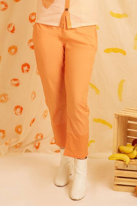 Buy Banana Labs Orange Cotton Patchwork Collared Hand Block Print Shirt And Pant Set Online at Aza Fashions Buy_Banana Labs_Orange Cotton Patchwork Collared Hand Block Print Shirt And Pant Set _Online_at_Aza_Fashions