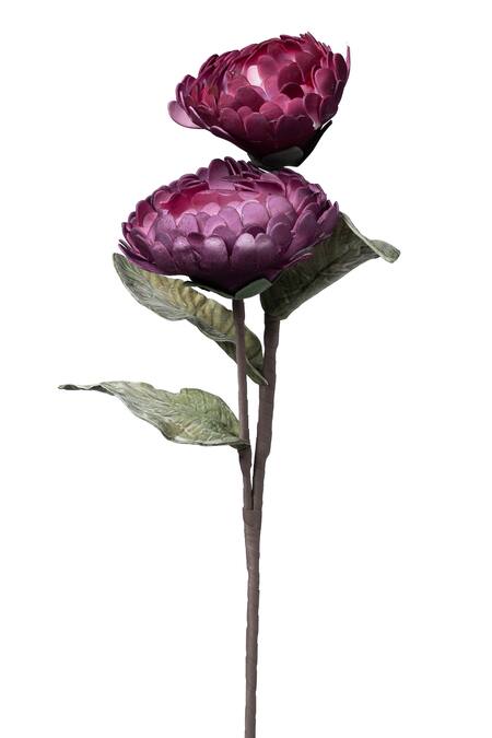 H2h Purple Foam Flowers, Leaves And Plastic Chrysanthemum Artificial - Set Of 2 Online at Aza Fashions H2h_Purple Foam Flowers, Leaves And Plastic Chrysanthemum Artificial - Set Of 2_Online_at_Aza_Fashions