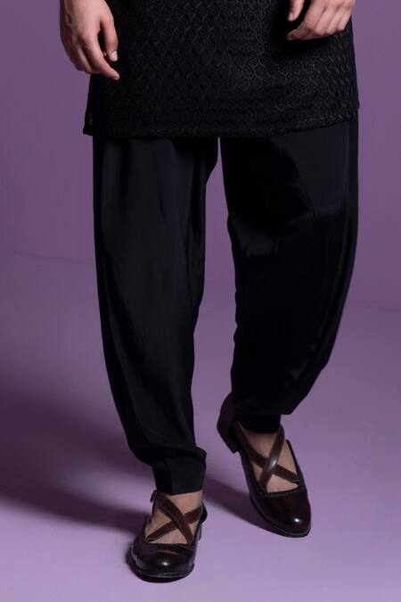 Contrast By Parth_Black Georgette Embroidery, Sequins Embellished Kurta With Salwar_Online_at_Aza_Fashions