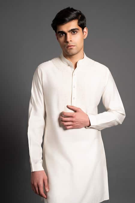 Buy Raghavendra Rathore Jodhpur Off White Silk Embroidery Kurta Online at Aza Fashions Buy_Raghavendra Rathore Jodhpur_Off White Silk Embroidery Kurta _Online_at_Aza_Fashions