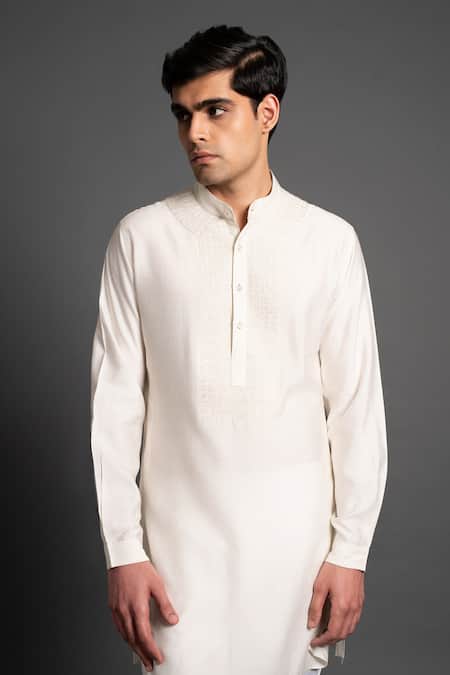 Shop Raghavendra Rathore Jodhpur Off White Silk Embroidery Kurta Online at Aza Fashions Shop_Raghavendra Rathore Jodhpur_Off White Silk Embroidery Kurta _Online_at_Aza_Fashions