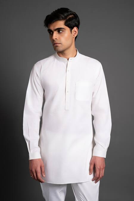 Raghavendra Rathore Jodhpur White Cotton Short Kurta at Aza Fashions Raghavendra Rathore Jodhpur_White Cotton Short Kurta _at_Aza_Fashions