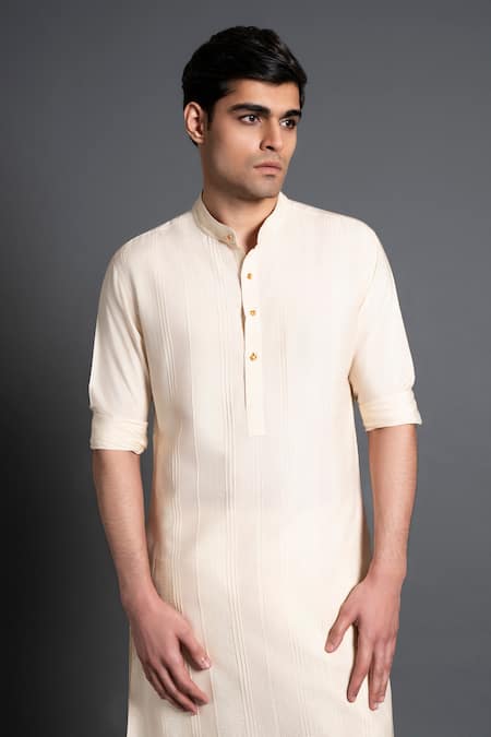 Raghavendra Rathore Jodhpur Cream Silk Embroidery Pintuck Kurta at Aza Fashions Raghavendra Rathore Jodhpur_Cream Silk Embroidery Pintuck Kurta _at_Aza_Fashions