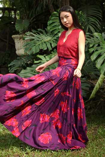 Buy Baju Purple Chanderi Cotton Silk Floral Printed Maxi Skirt Online at Aza Fashions Buy_Baju_Purple Chanderi Cotton Silk Floral Printed Maxi Skirt_Online_at_Aza_Fashions