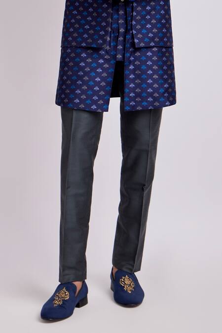 Buy Bubber Couture Blue Silk Viktor Liberty Print Kurta Set Online at Aza Fashions Buy_Bubber Couture_Blue Silk Viktor Liberty Print Kurta Set _Online_at_Aza_Fashions