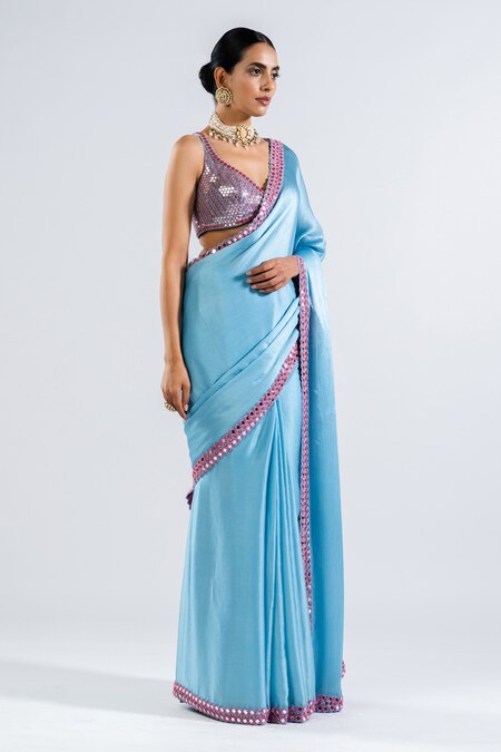 Buy Blue Sarees for Women by Queenworth Online | Ajio.com