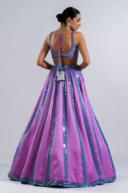 Vvani By Vani Vats Purple Georgette, Satin, Organza Embellished Metallic Blouse Lehenga Set Online at Aza Fashions Vvani By Vani Vats_Purple Georgette, Satin, Organza Embellished Metallic Blouse Lehenga Set _Online_at_Aza_Fashions