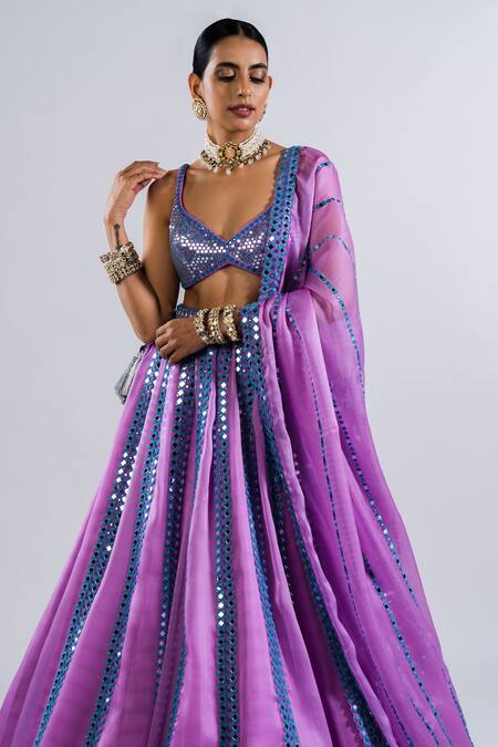 Shop Vvani By Vani Vats Purple Georgette, Satin, Organza Embellished Metallic Blouse Lehenga Set Online at Aza Fashions Shop_Vvani By Vani Vats_Purple Georgette, Satin, Organza Embellished Metallic Blouse Lehenga Set _Online_at_Aza_Fashions