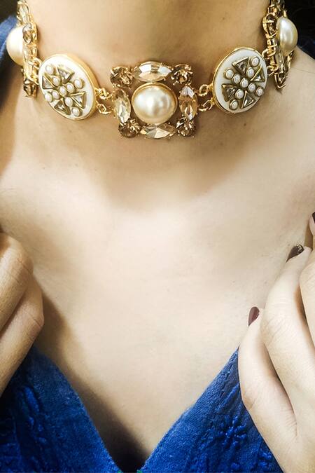 Buy Bblingg Gold Plated Veda Handmade Embellished Choker Online at Aza Fashions Buy_Bblingg_Gold Plated Veda Handmade Embellished Choker _Online_at_Aza_Fashions