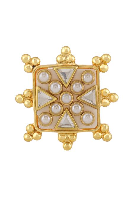 Bblingg Gold Plated Pearls, Stones Viana Mini Embellished Ring Online at Aza Fashions Bblingg_Gold Plated Pearls, Stones Viana Mini Embellished Ring _Online_at_Aza_Fashions