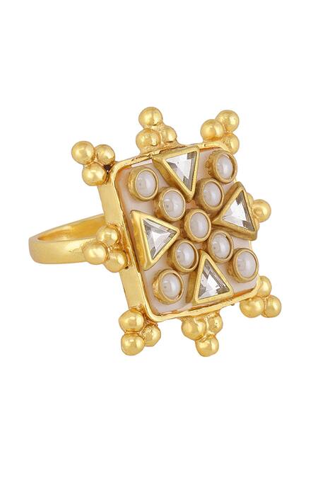 Buy Bblingg Gold Plated Pearls, Stones Viana Mini Embellished Ring Online at Aza Fashions Buy_Bblingg_Gold Plated Pearls, Stones Viana Mini Embellished Ring _Online_at_Aza_Fashions