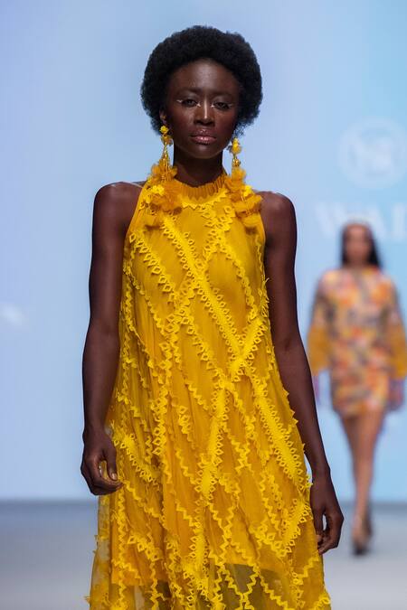 Buy Vidhi Wadhwani Yellow Silk Organza Applique High Neck Irene Trapeze Gown Online at Aza Fashions Buy_Vidhi Wadhwani_Yellow Silk Organza Applique High Neck Irene Trapeze Gown _Online_at_Aza_Fashions