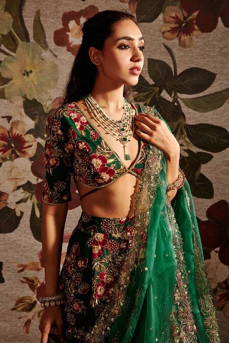 Buy Prints By Radhika Multi Color Dupion Printed Floral V Neck Lehenga Set Online at Aza Fashions Buy_Prints By Radhika_Multi Color Dupion Printed Floral V Neck Lehenga Set _Online_at_Aza_Fashions