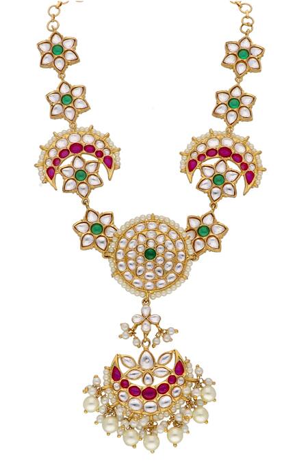 Curio Cottage_Gold Chand Embellished Sheeshphool_Online_at_Aza_Fashions