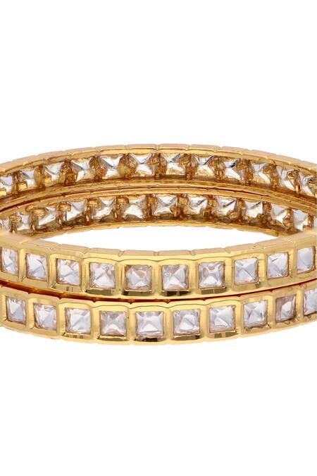 Buy_Curio Cottage_Gold Plated Kundan Embellished Bangle - Set Of 2_Online_at_Aza_Fashions