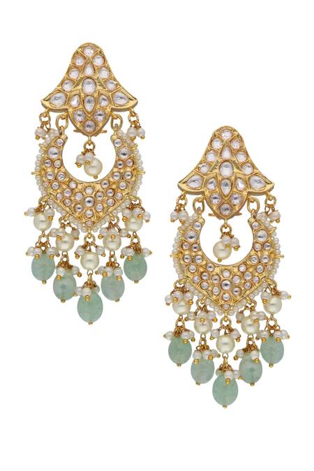 Shop_Curio Cottage_Gold Plated Diamonds, Stones Pastel And Kundan Choker Set_Online_at_Aza_Fashions