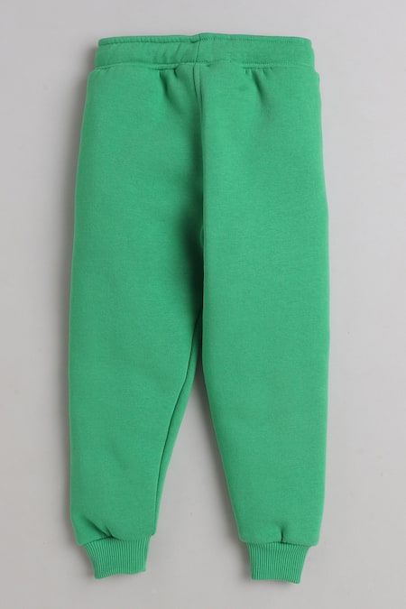 Buy_Knitting Doodles_Green Fleece Printed Make A Wish Top And Joggers Set
