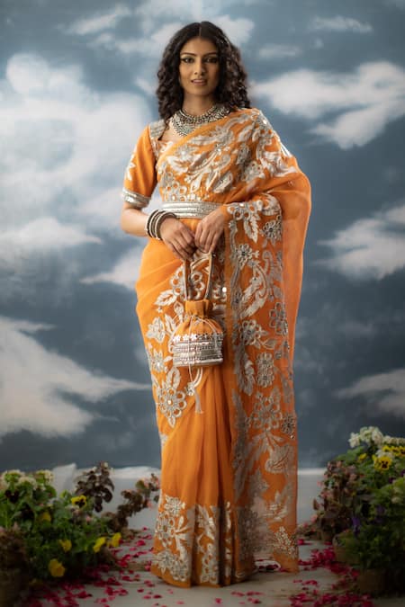 Saksham & Neharicka Orange Embroidery, Beads, Sequins Abhilasha Chanderi Potli Online at Aza Fashions Saksham & Neharicka_Orange Embroidery, Beads, Sequins Abhilasha Chanderi Potli_Online_at_Aza_Fashions