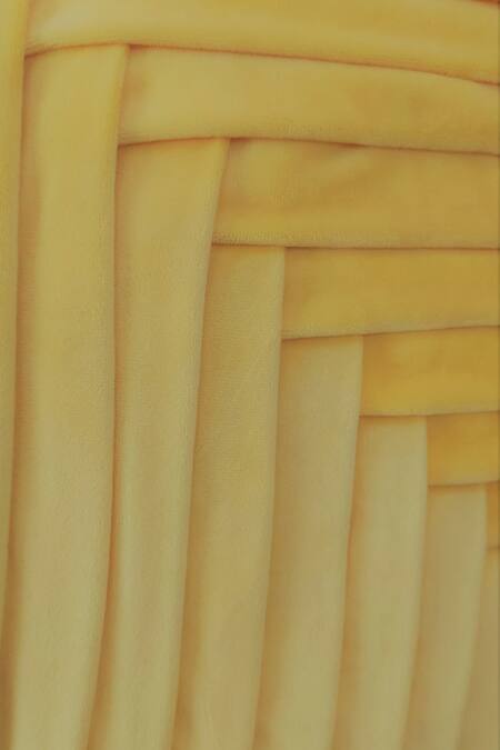 Throwpillow_Yellow Blend Of Cotton And Polyester Pleated Cushion Cover_at_Aza_Fashions