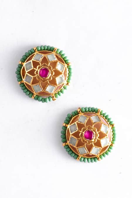 Zevar King_Multi Color Sequins, Stones Kundan Embellished Handmade Necklace Set _Online_at_Aza_Fashions