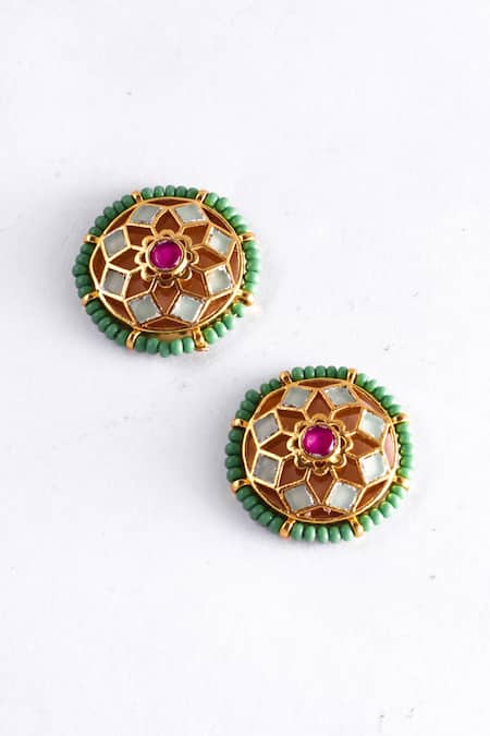 Buy_Zevar King_Multi Color Sequins, Stones Kundan Embellished Handmade Necklace Set _Online_at_Aza_Fashions