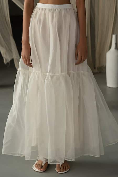 Zoon Off White Silk Organza Tiered Skirt Online at Aza Fashions Zoon_Off White Silk Organza Tiered Skirt _Online_at_Aza_Fashions