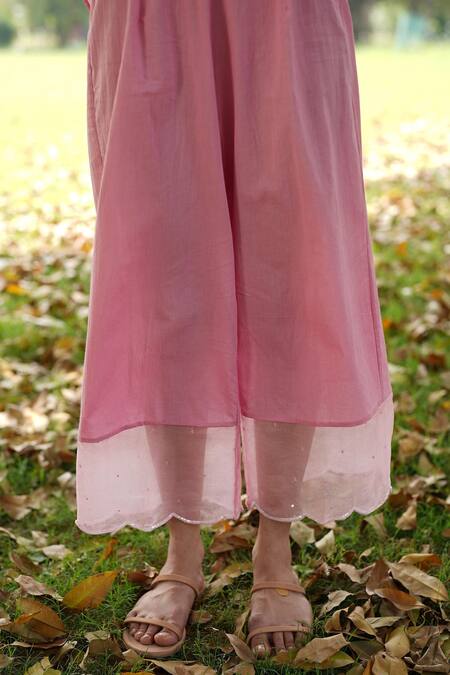 Zoon Pink , Cotton, Organza Embroidery, Sequins, Chanderi Yoke Kurta Set at Aza Fashions Zoon_Pink , Cotton, Organza Embroidery, Sequins, Chanderi Yoke Kurta Set _at_Aza_Fashions