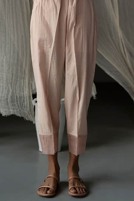 Zoon_Beige Cotton Embroidery Keyhole Neck Blooming Floral Print Kurta With Pant _at_Aza_Fashions