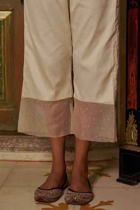 Shop Zoon Yellow Satin, Silk Organza, Cotton Embroidery, Bright Crystal Kurta Pant Set Online at Aza Fashions Shop_Zoon_Yellow Satin, Silk Organza, Cotton Embroidery, Bright Crystal Kurta Pant Set _Online_at_Aza_Fashions