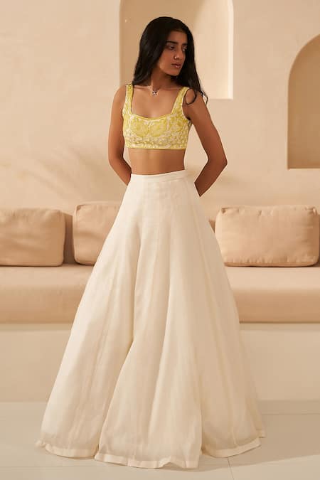 Zoon Ivory Crepe, Silk Organza Sequins, Cut Work Scoop Lehenga Set With Ombre Dupatta Online at Aza Fashions Zoon_Ivory Crepe, Silk Organza Sequins, Cut Work Scoop Lehenga Set With Ombre Dupatta _Online_at_Aza_Fashions