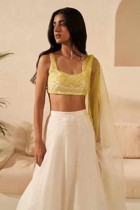 Shop Zoon Ivory Crepe, Silk Organza Sequins, Cut Work Scoop Lehenga Set With Ombre Dupatta Online at Aza Fashions Shop_Zoon_Ivory Crepe, Silk Organza Sequins, Cut Work Scoop Lehenga Set With Ombre Dupatta _Online_at_Aza_Fashions