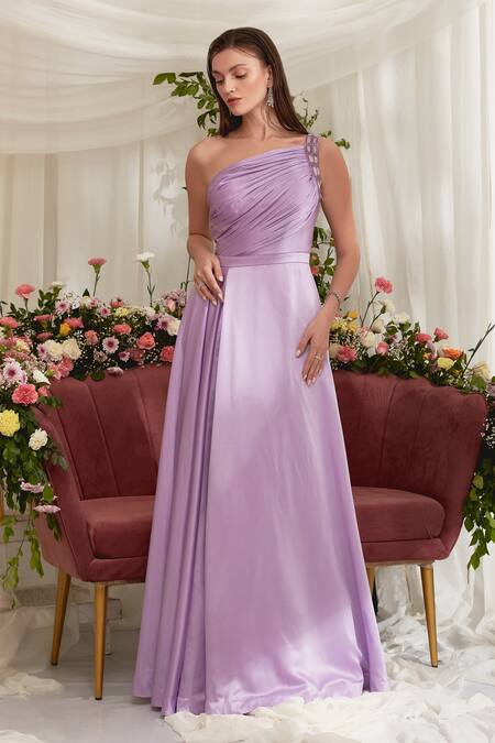 Zosia Purple Luxury Crepe Satin Beads Asymmetric Semele One Shoulder Gown Online at Aza Fashions Zosia_Purple Luxury Crepe Satin Beads Asymmetric Semele One Shoulder Gown _Online_at_Aza_Fashions