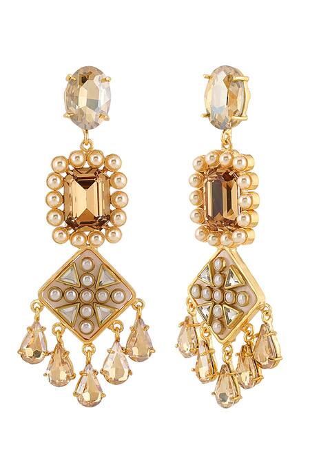 Buy Bblingg Gold Plated Crystals, Smocking Zahara Embellished Earrings Online at Aza Fashions Buy_Bblingg_Gold Plated Crystals, Smocking Zahara Embellished Earrings _Online_at_Aza_Fashions