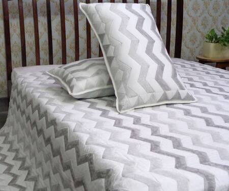Cocobee_White Cotton Printed Zigzag Hand Block Bedcover Set_Online_at_Aza_Fashions