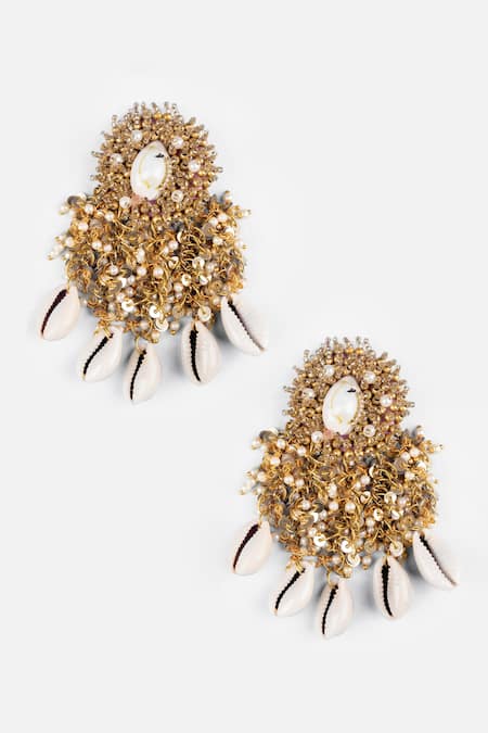 Kanyaadhan By Dhirajaayushi Pearl Embellished Dangler Earrings 