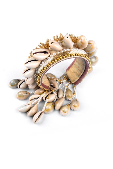 Buy Kanyaadhan By Dhirajaayushi Gold Plated Beads Shell Tassel Bangles Set Of 2 Online at Aza Fashions Buy_Kanyaadhan By Dhirajaayushi_Gold Plated Beads Shell Tassel Bangles Set Of 2 _Online_at_Aza_Fashions