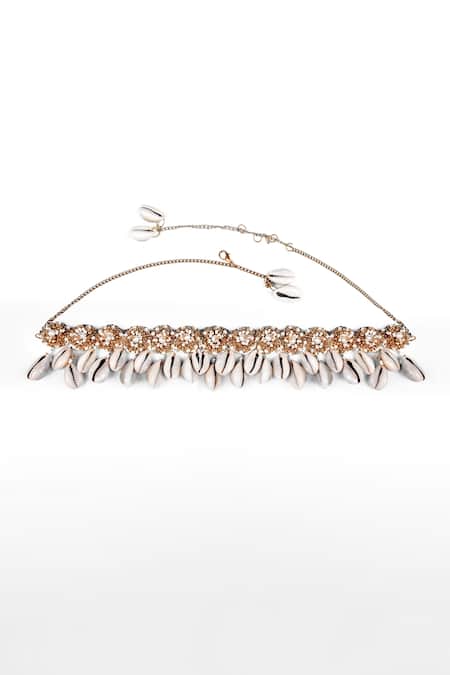 Shop Kanyaadhan By Dhirajaayushi White Sequin Embellished Necklace at Aza Fashions Shop_Kanyaadhan By Dhirajaayushi_White Sequin Embellished Necklace _at_Aza_Fashions