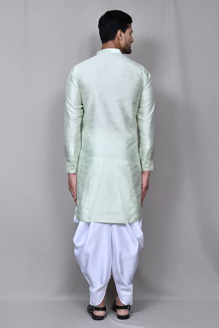 Shop Arihant Rai Sinha Green Silk, Jacquard Metallic Thread Asymmetric Kurta Set at Aza Fashions Shop_Arihant Rai Sinha_Green Silk, Jacquard Metallic Thread Asymmetric Kurta Set _at_Aza_Fashions
